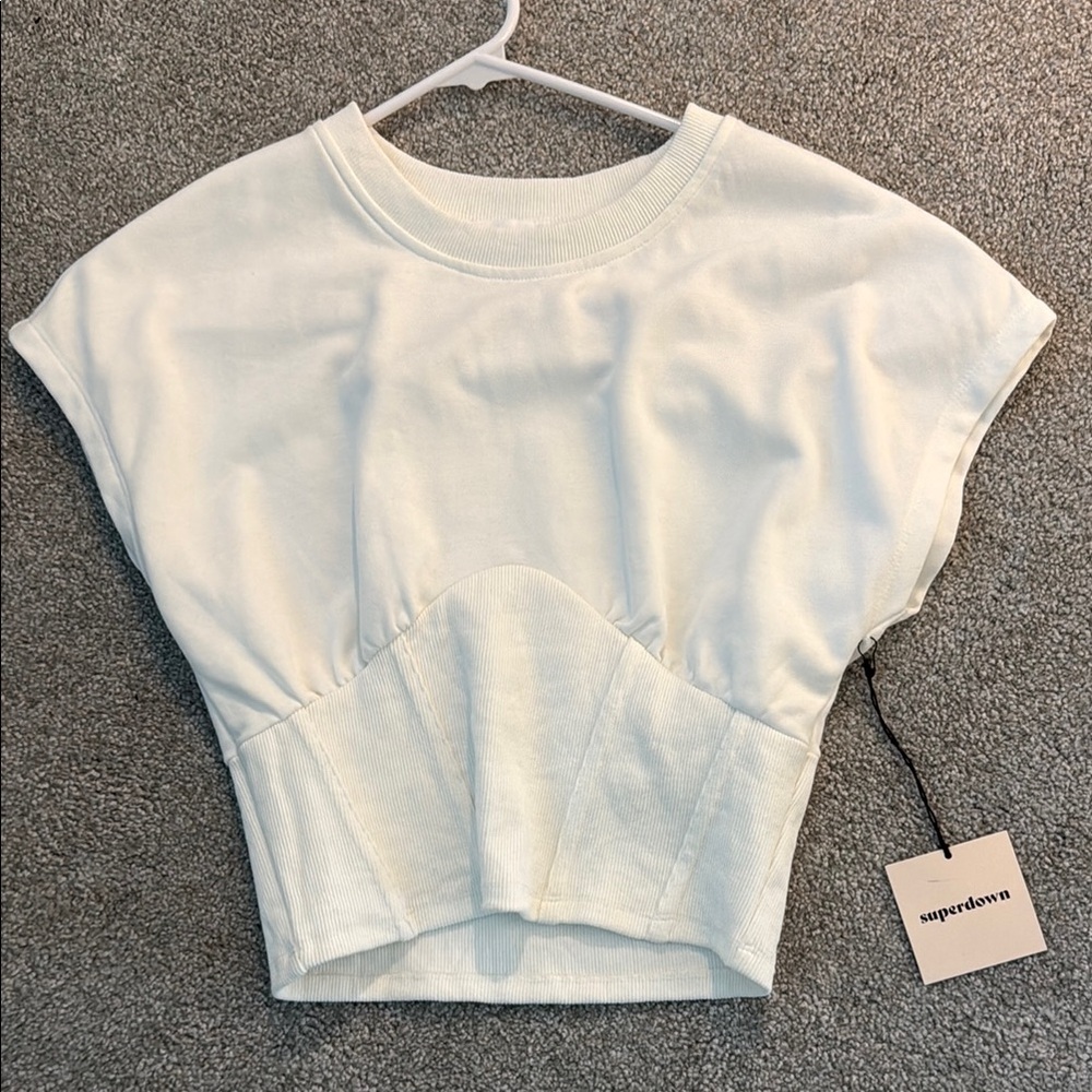 Superdown White Crop Fitted T-Shirt
